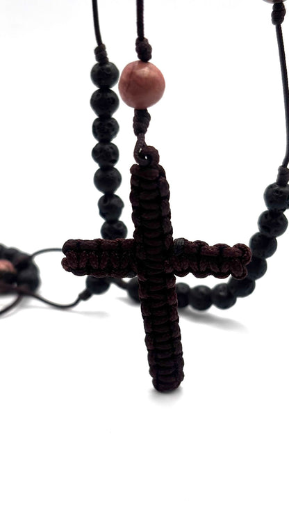 Rosario Piedra Volcánica y Rodonita | Protección y Sanación