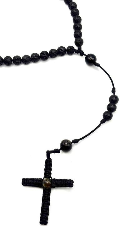 Rosario Piedra Volcánica y Ojo de Halcón | Protección y Claridad