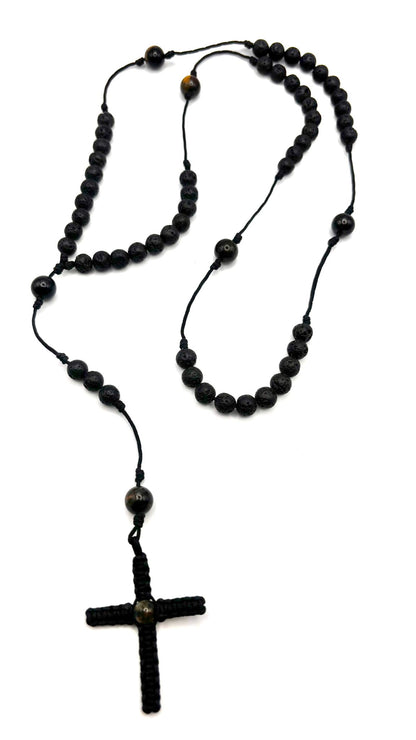 Rosario Piedra Volcánica y Ojo de Halcón | Protección y Claridad