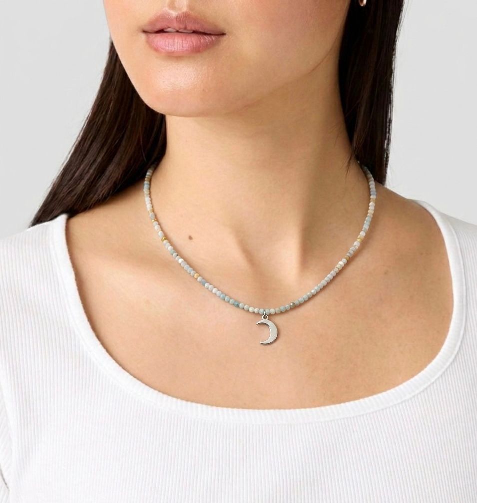 Gargantilla de Amazonita 2mm Facetada – Equilibrio y Elegancia Natural