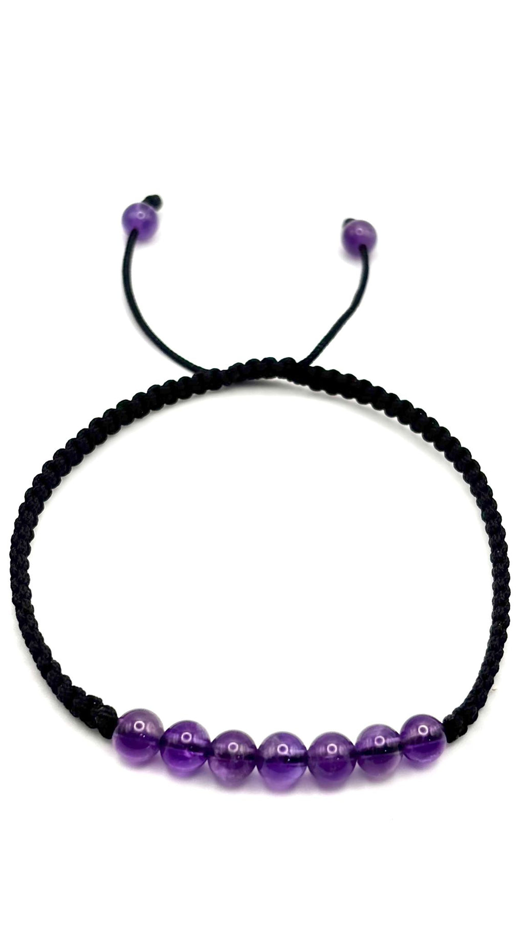 Pulsera de Amatista 4 mm con 7 Piedras Centrales – Protección, Calma y Equilibrio Espiritual