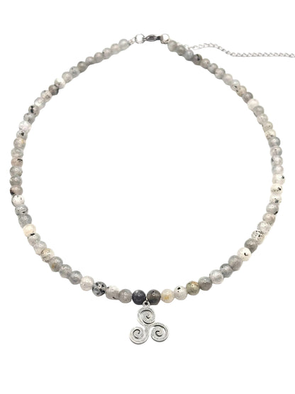 Collar Gargantilla Labradorita con Trisquel | Protección e Intuición