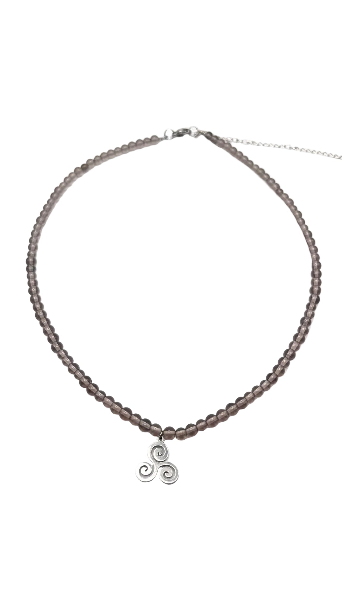 Collar Gargantilla Cuarzo Ahumado con Trisquel | Protección y Equilibrio