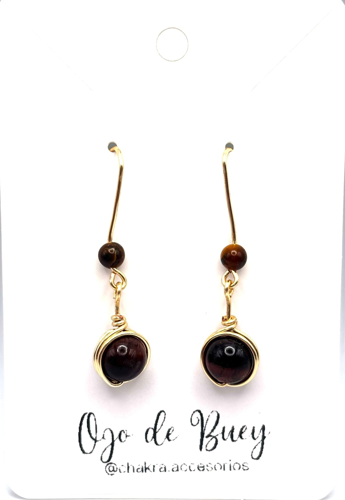 Pendientes Largos de Ojo de Buey – Elegancia Natural y Energía de Protección