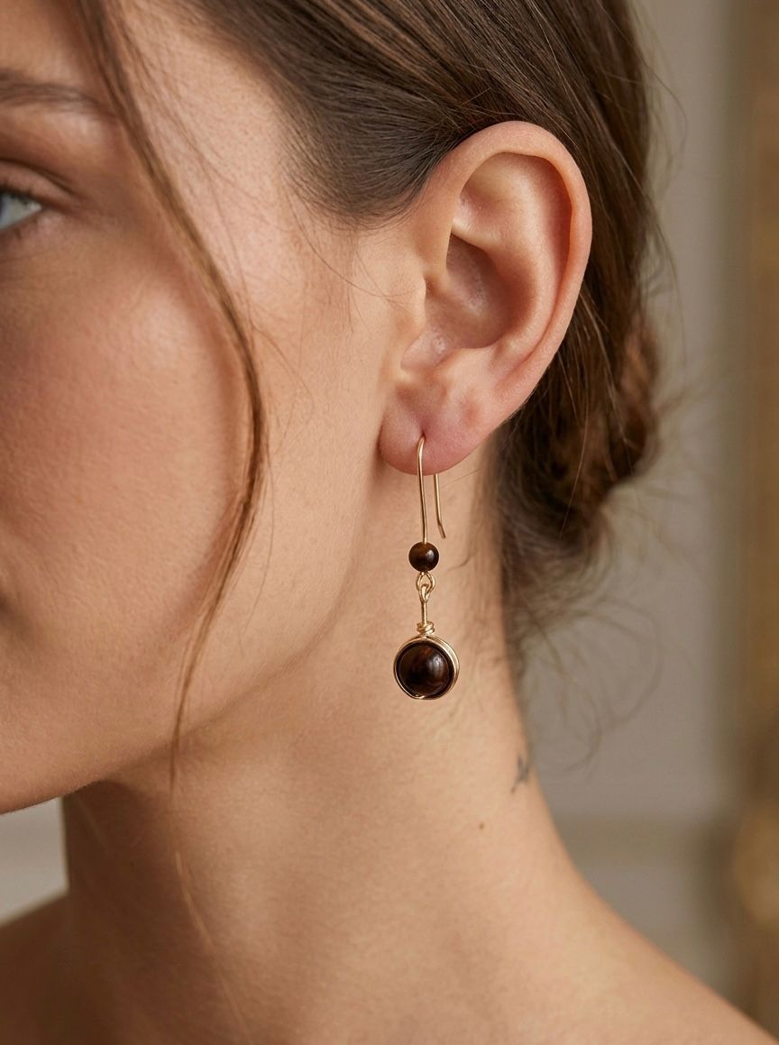 Pendientes Largos de Ojo de Buey – Elegancia Natural y Energía de Protección