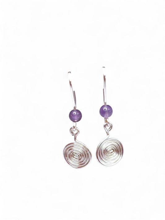 Pendientes Largos con Amatista y Espiral de la Vida – Calma, Energía y Equilibrio