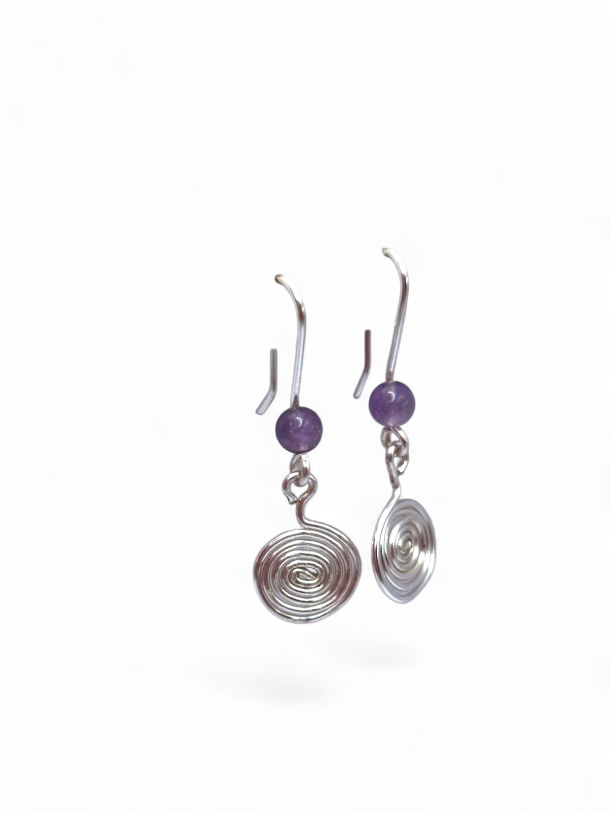 Pendientes Largos con Amatista y Espiral de la Vida – Calma, Energía y Equilibrio