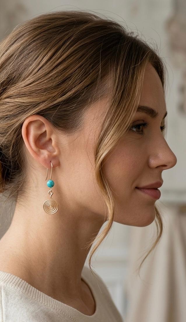Pendientes Largos con Turquesa y Espiral de la Vida – Equilibrio, Energía y Estilo Natural