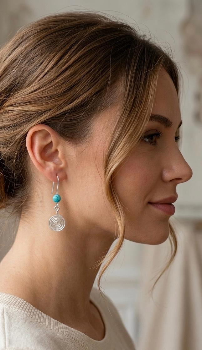 Pendientes Largos con Turquesa y Espiral de la Vida – Equilibrio, Energía y Estilo Natural