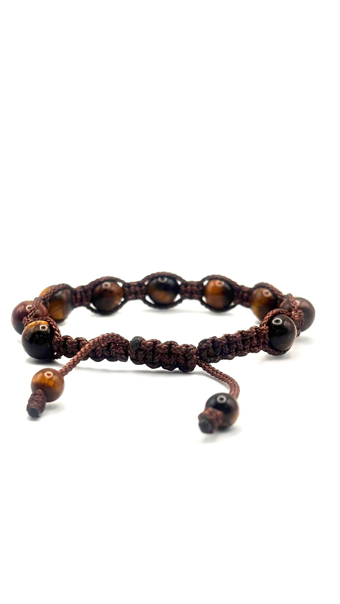 Pulsera de Ojo de Tigre con Tejido Macramé – Protección, Fuerza y Equilibrio