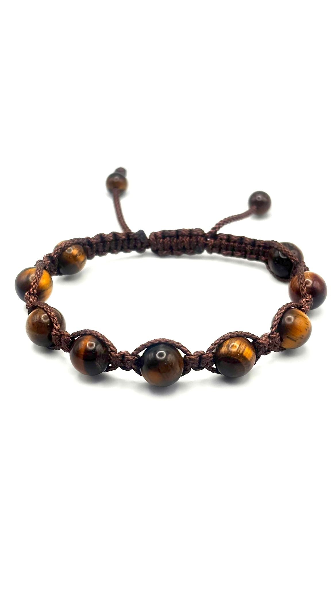 Pulsera de Ojo de Tigre con Tejido Macramé – Protección, Fuerza y Equilibrio