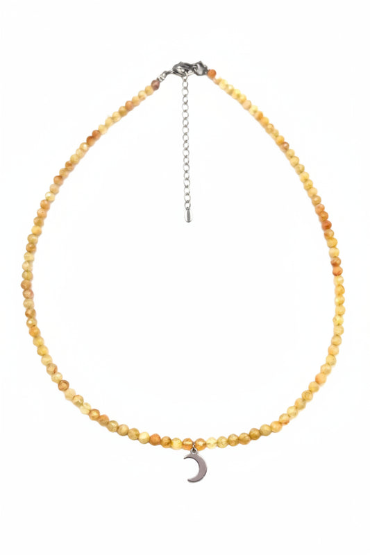 Collar Gargantilla Citrino con Luna | Abundancia y Luz Interior