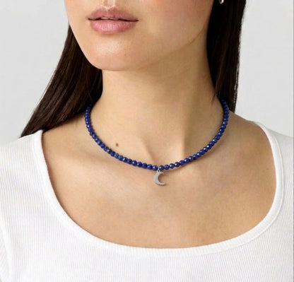 Collar Gargantilla Lapislázuli con Luna | Sabiduría e Intuición