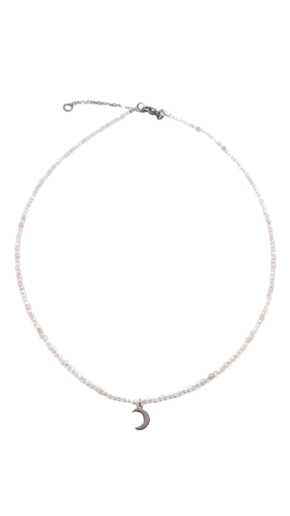 Collar Gargantilla Cuarzo Rosa con Luna | Amor y Dulzura