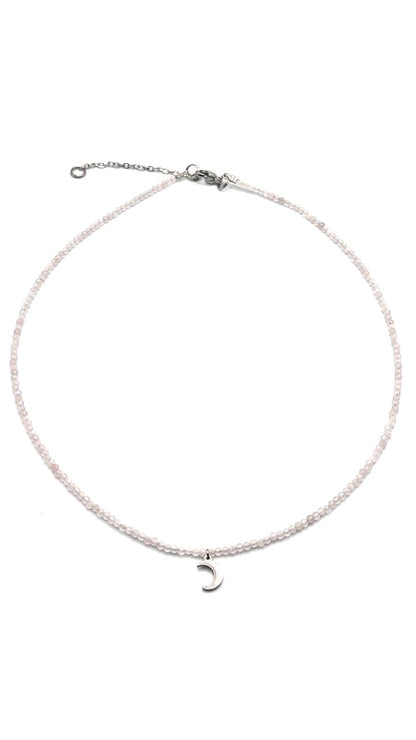 Collar Gargantilla Cuarzo Rosa con Luna | Amor y Dulzura