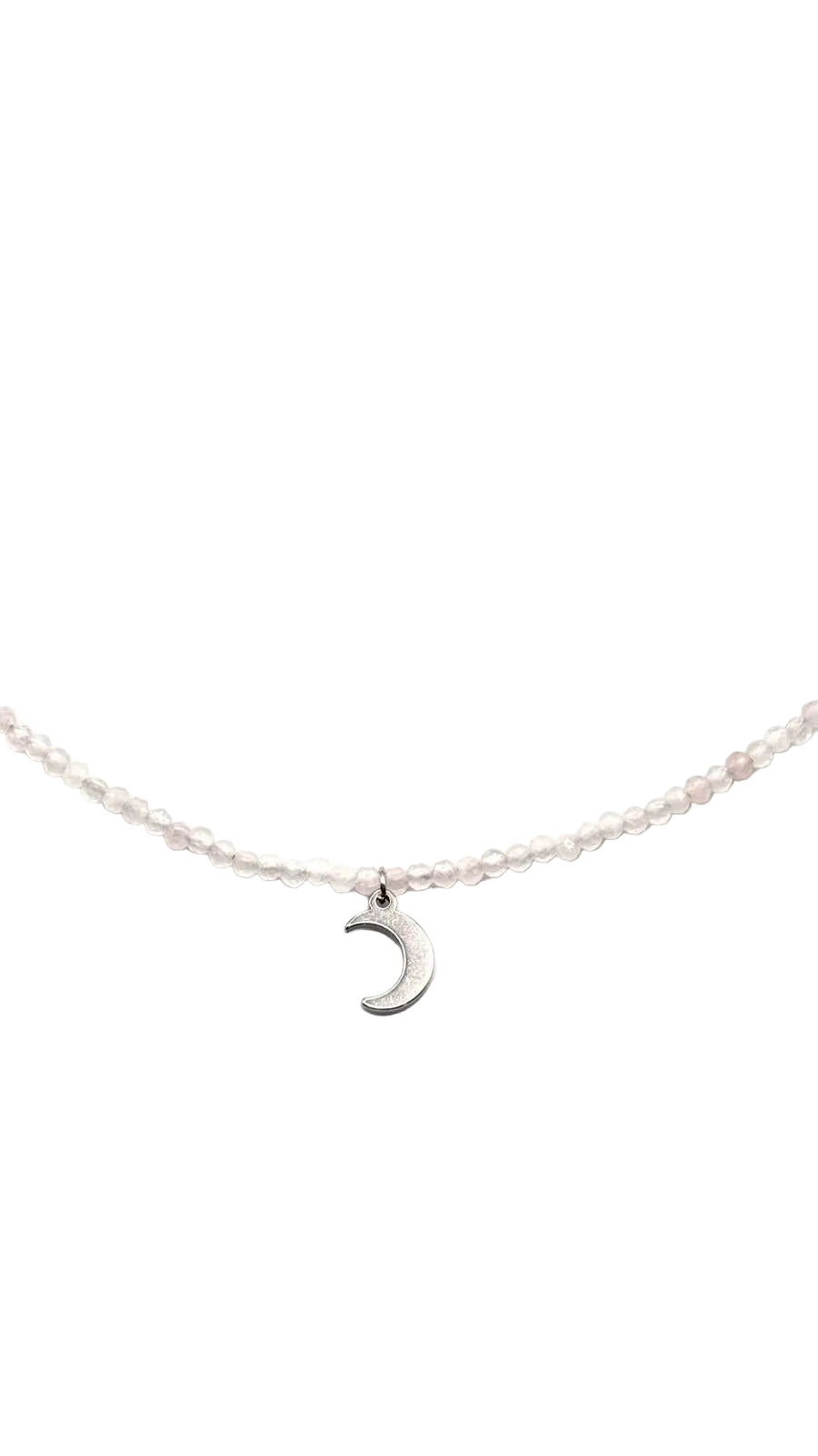 Collar Gargantilla Cuarzo Rosa con Luna | Amor y Dulzura