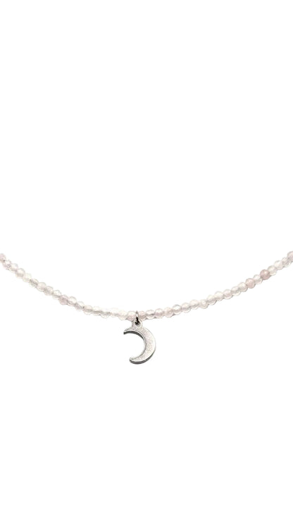 Collar Gargantilla Cuarzo Rosa con Luna | Amor y Dulzura