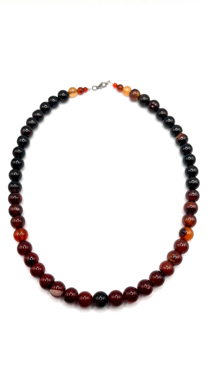 Collar de Ágata Fuego 10 mm  – Energía, Vitalidad y Fuerza Interior