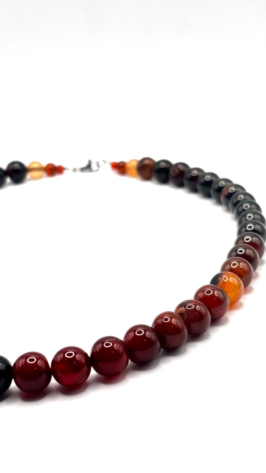 Collar de Ágata Fuego 10 mm  – Energía, Vitalidad y Fuerza Interior