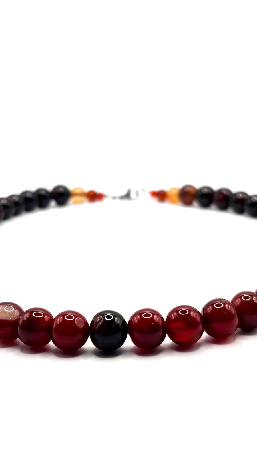 Collar de Ágata Fuego 10 mm  – Energía, Vitalidad y Fuerza Interior