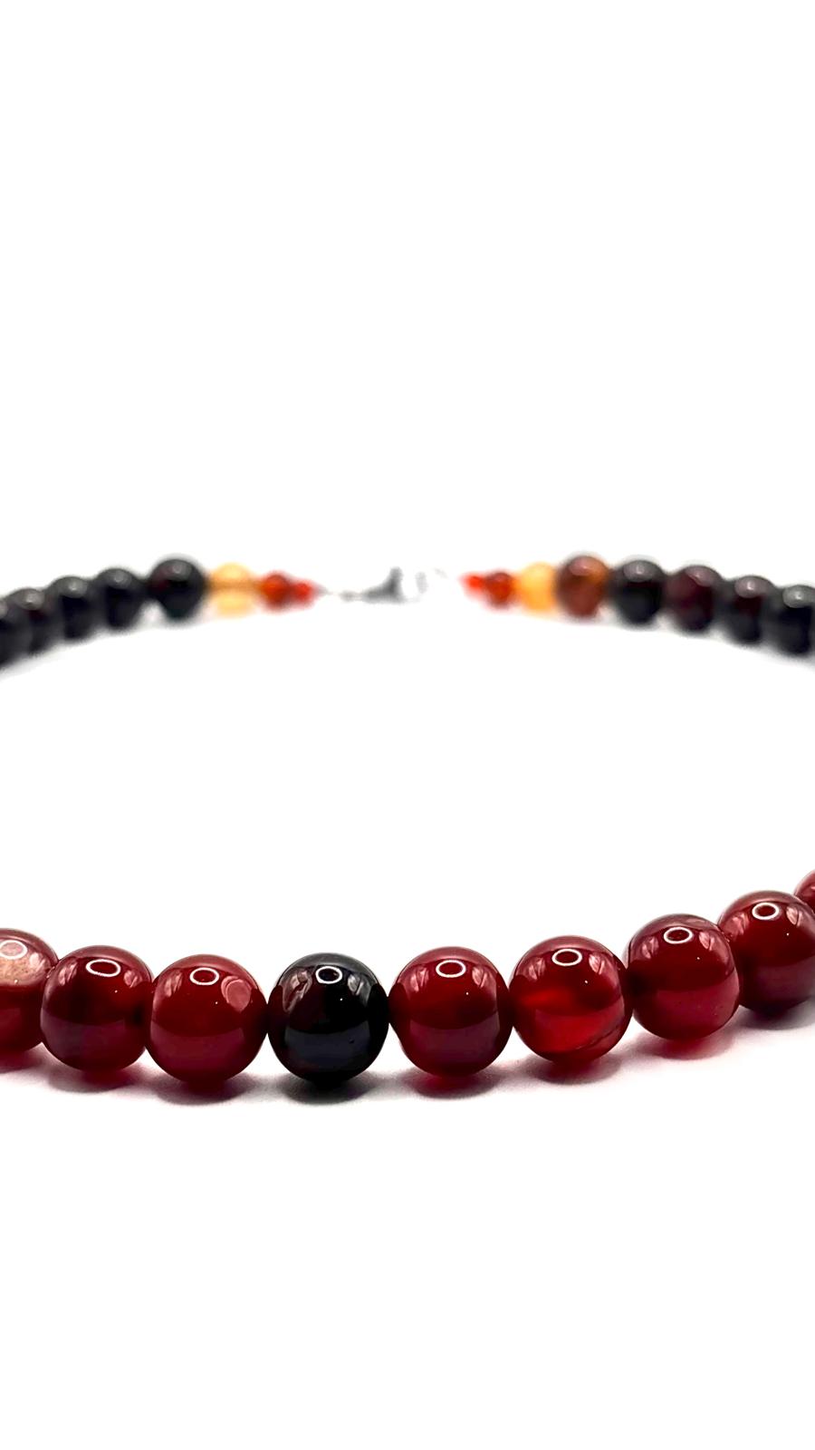 Collar de Ágata Fuego 10 mm  – Energía, Vitalidad y Fuerza Interior