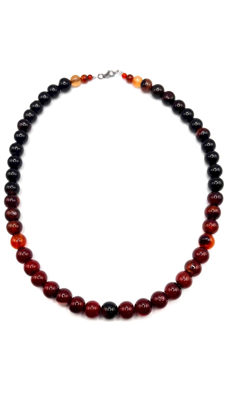 Collar de Ágata Fuego 10 mm  – Energía, Vitalidad y Fuerza Interior