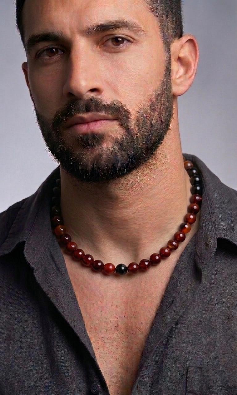 Collar de Ágata Fuego 10 mm  – Energía, Vitalidad y Fuerza Interior