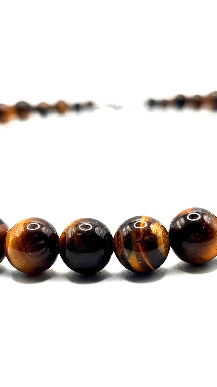 Collar de Ojo de Tigre 10 mm  – Fuerza, Protección y Energía Natural