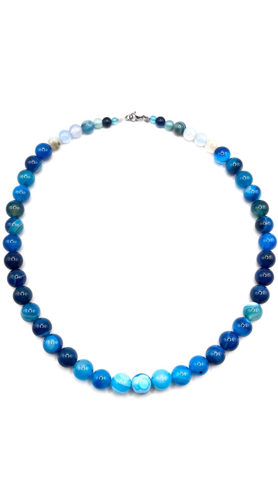 Collar de Ágata Azul 10 mm – Calma, Equilibrio y Elegancia Natural