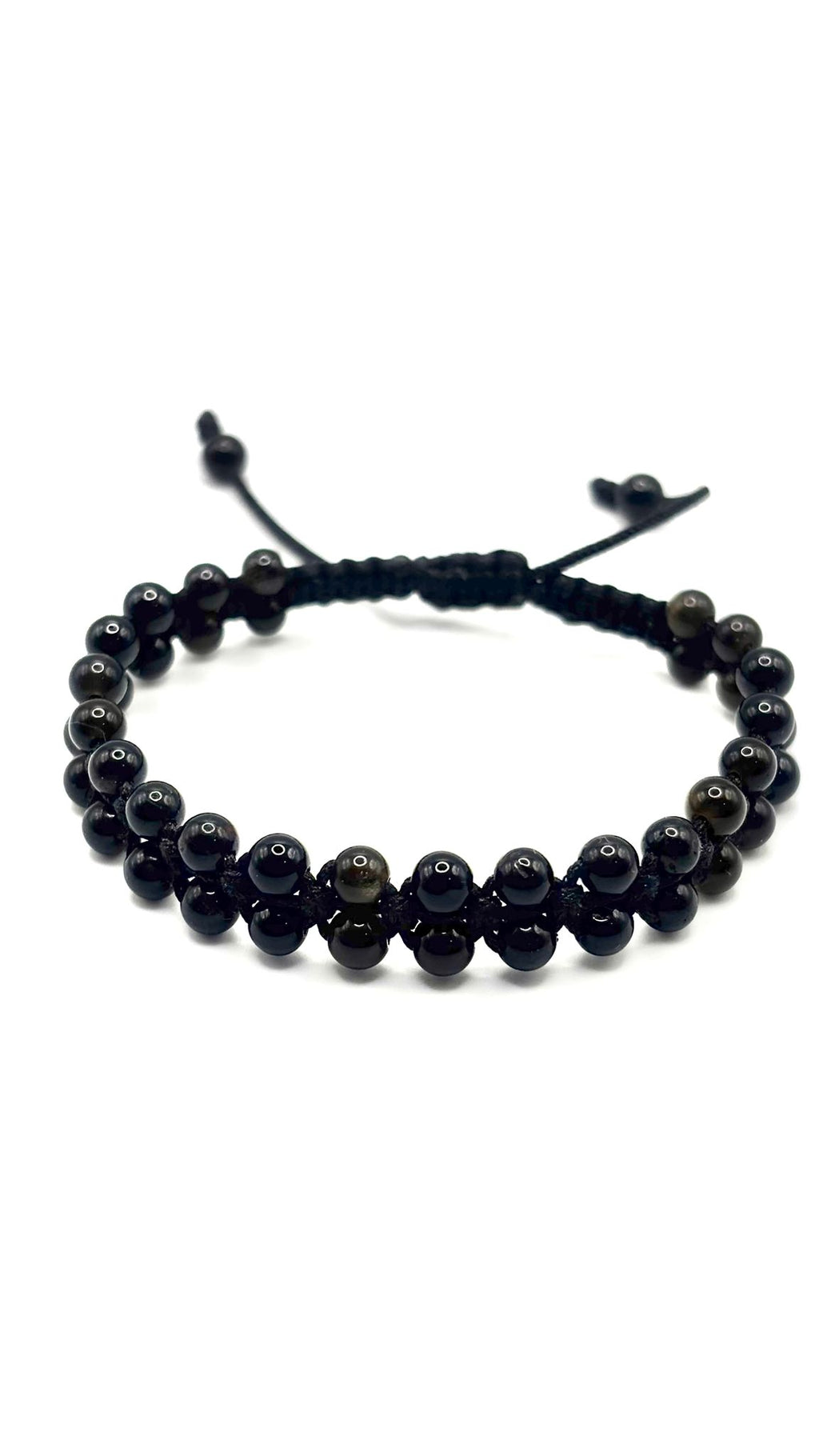 Brazalete de Protección con Turmalina Negra, Obsidiana y Ónix – Ajustable 4 mm o 6 mm