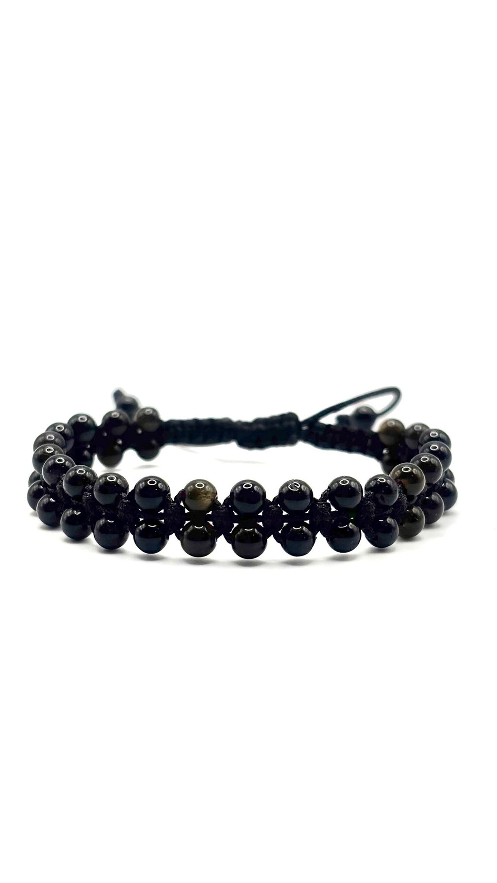 Brazalete de Protección con Turmalina Negra, Obsidiana y Ónix – Ajustable 4 mm o 6 mm