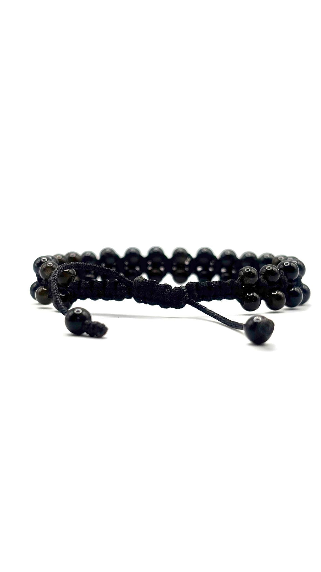 Brazalete de Protección con Turmalina Negra, Obsidiana y Ónix – Ajustable 4 mm o 6 mm