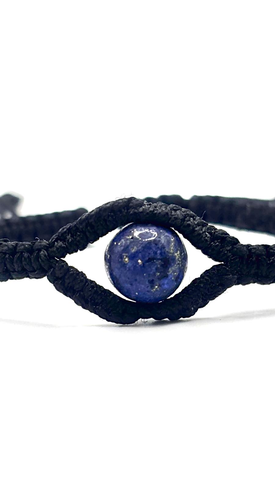 Pulsera Cleopatra de Lapislázuli 8 mm con Tejido Macramé Ajustable