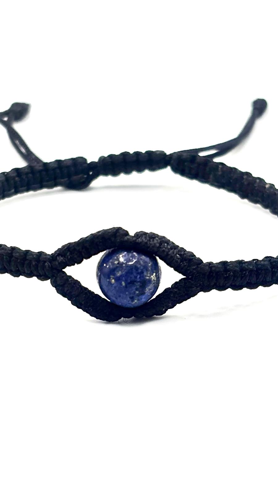 Pulsera Cleopatra de Lapislázuli 8 mm con Tejido Macramé Ajustable
