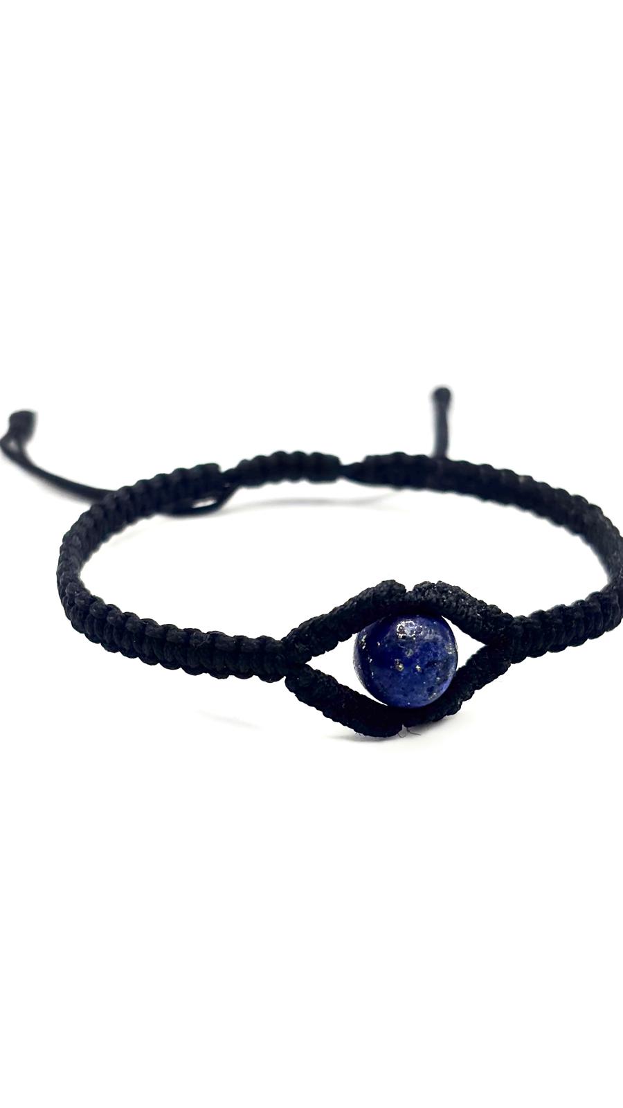 Pulsera Cleopatra de Lapislázuli 8 mm con Tejido Macramé Ajustable