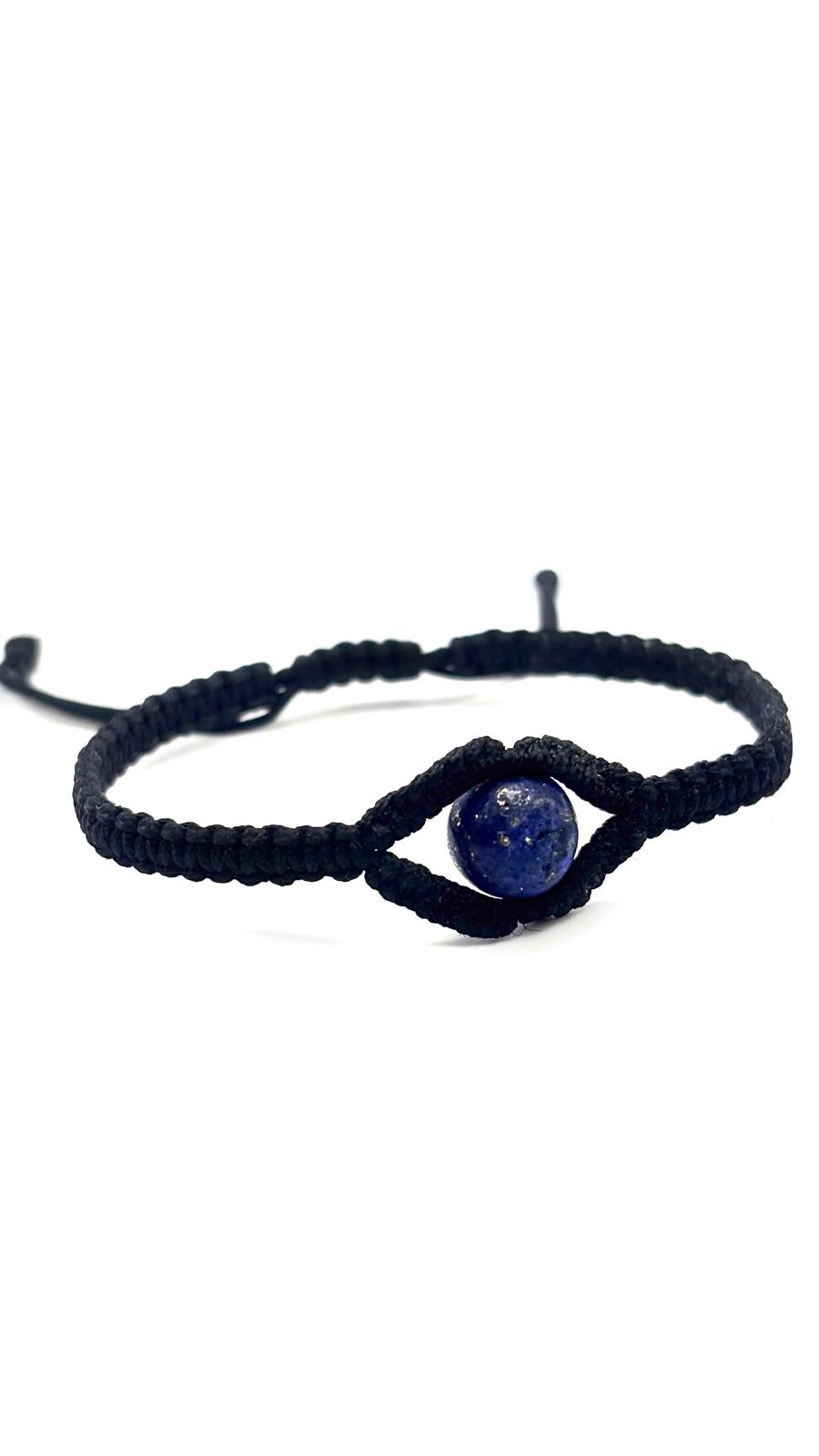 Pulsera Cleopatra de Lapislázuli 8 mm con Tejido Macramé Ajustable