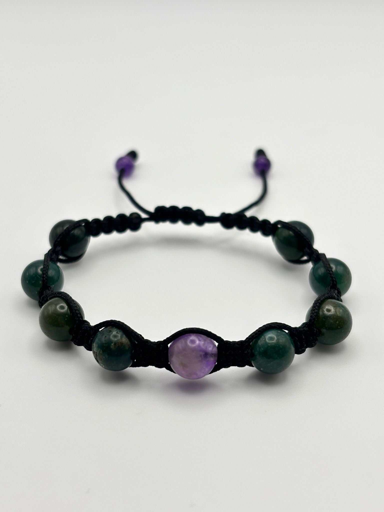 Pulsera de Azurita y Amatista 8 mm – Pulsera para Parejas de Piedras Naturales