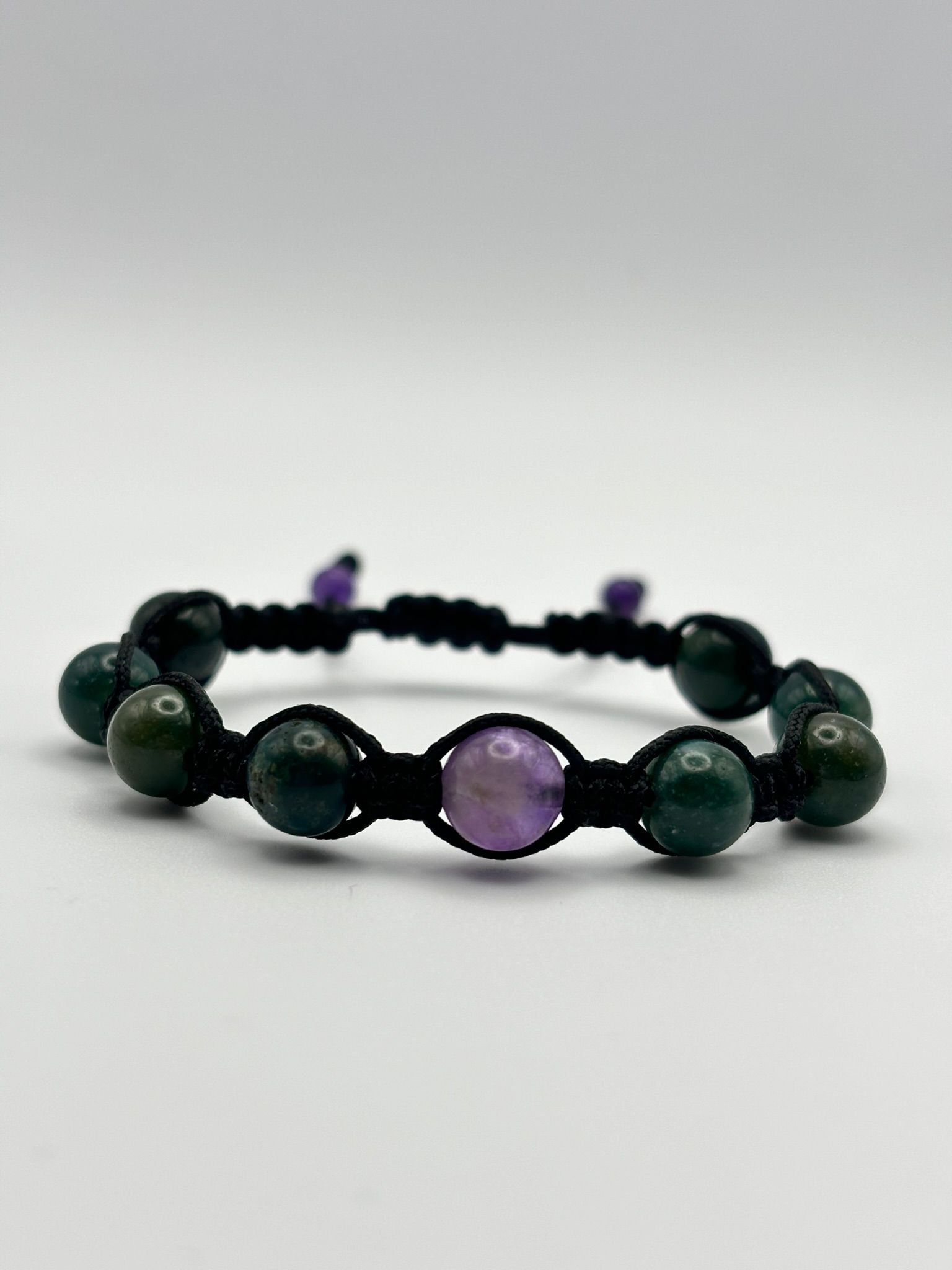 Pulsera de Azurita y Amatista 8 mm – Pulsera para Parejas de Piedras Naturales