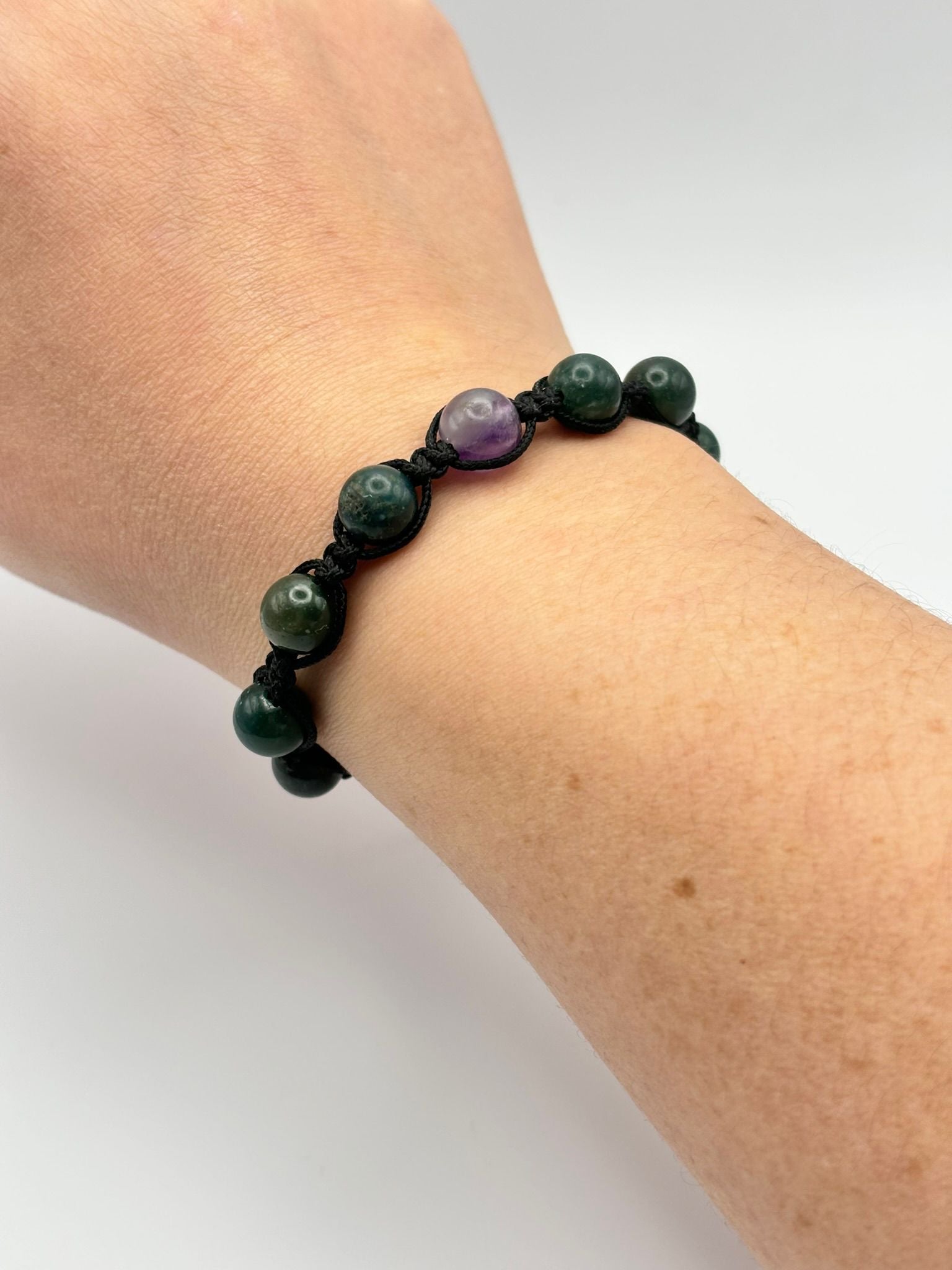 Pulsera de Azurita y Amatista 8 mm – Pulsera para Parejas de Piedras Naturales