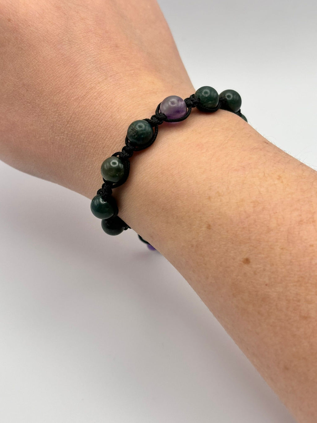 Pulsera de Azurita y Amatista 8 mm – Pulsera para Parejas de Piedras Naturales