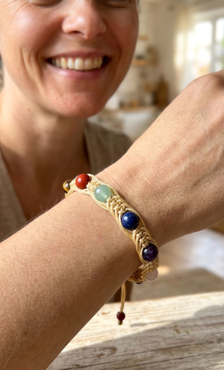 Pulsera de los 7 Arcángeles con Piedras Naturales 8 mm – Macramé Ajustable