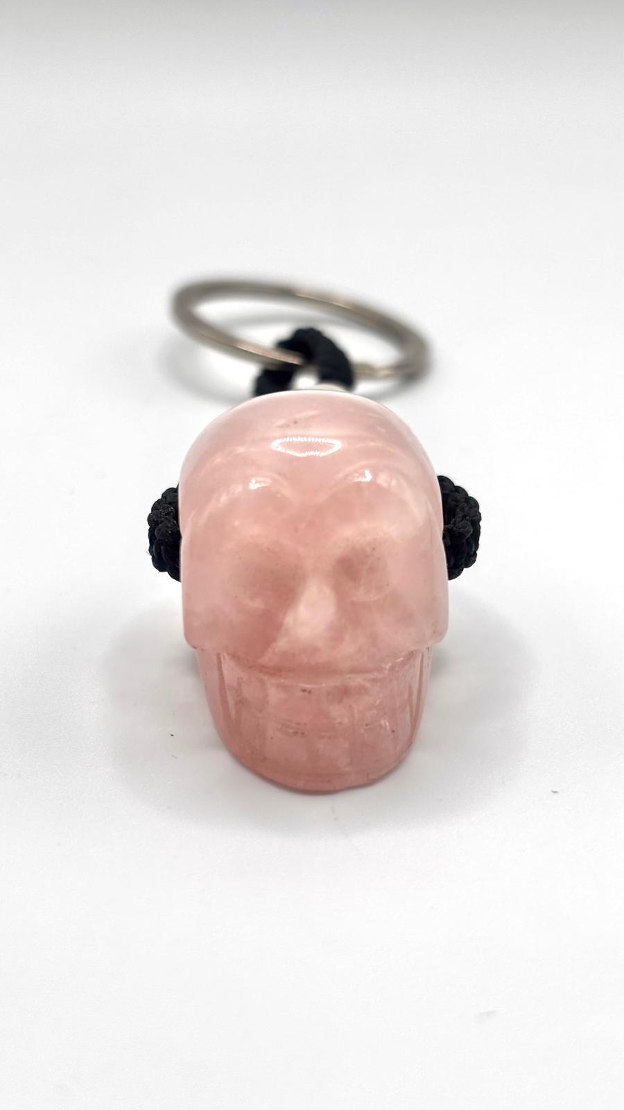 Llavero Catrina con Minerales Naturales y Macramé – Aro de Acero Inoxidable