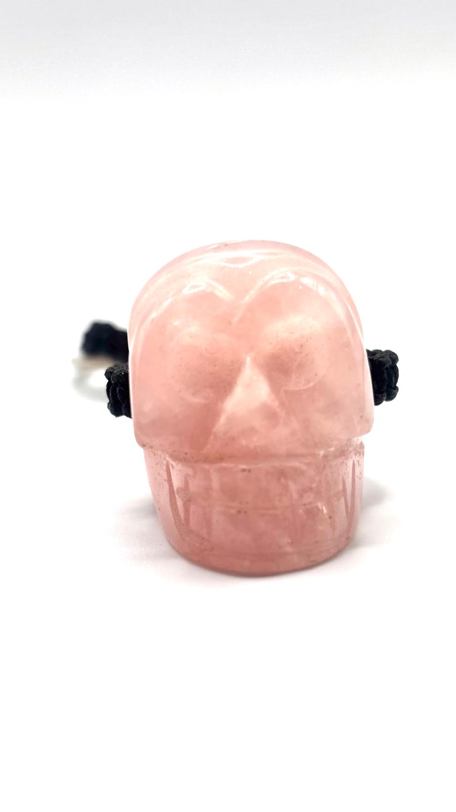 Llavero Catrina con Minerales Naturales y Macramé – Aro de Acero Inoxidable