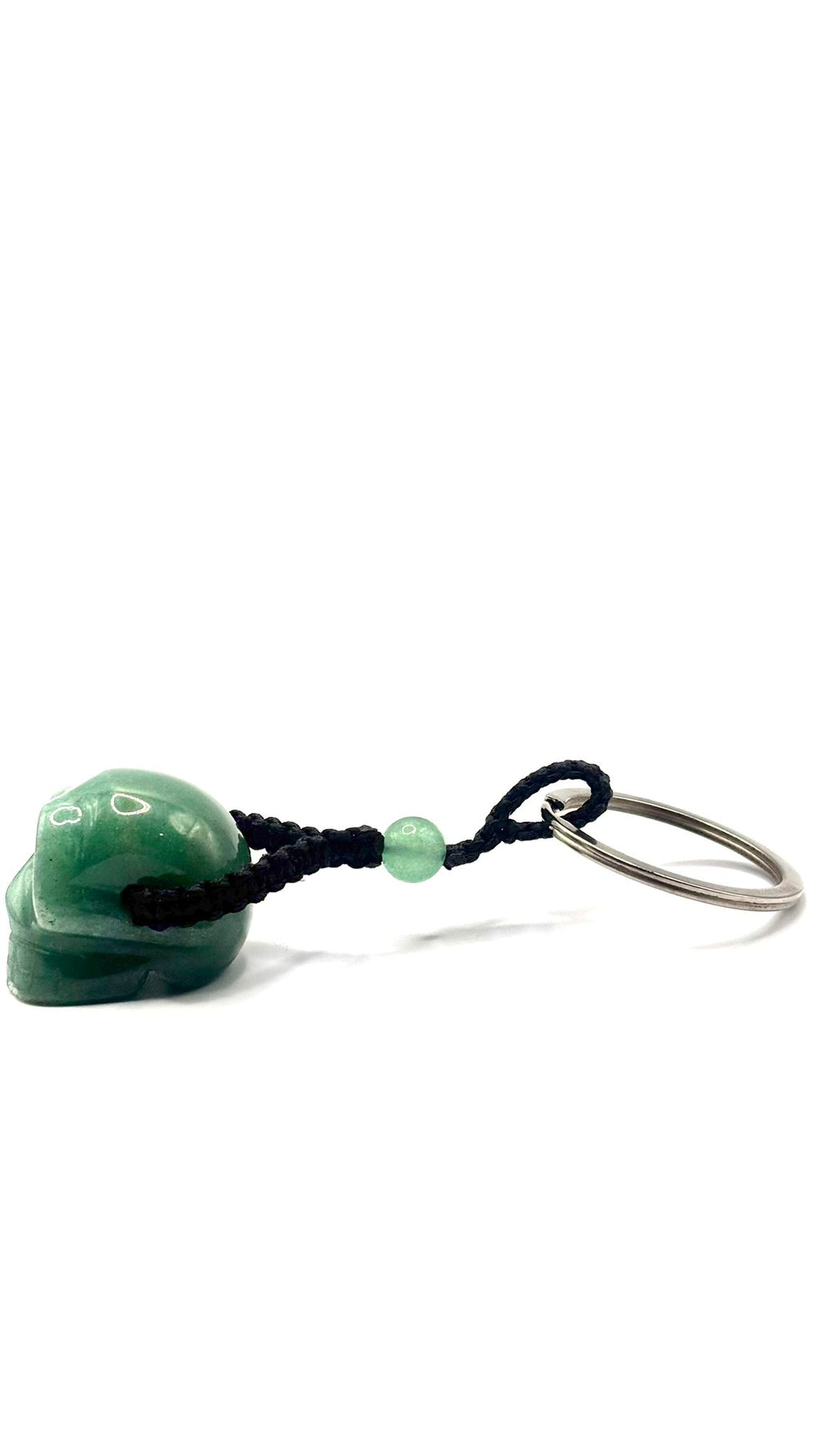 Llavero Catrina con Minerales Naturales y Macramé – Aro de Acero Inoxidable