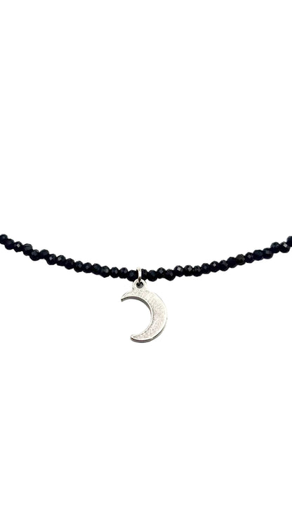 Collar Gargantilla Turmalina Negra con Luna | Protección y Elegancia