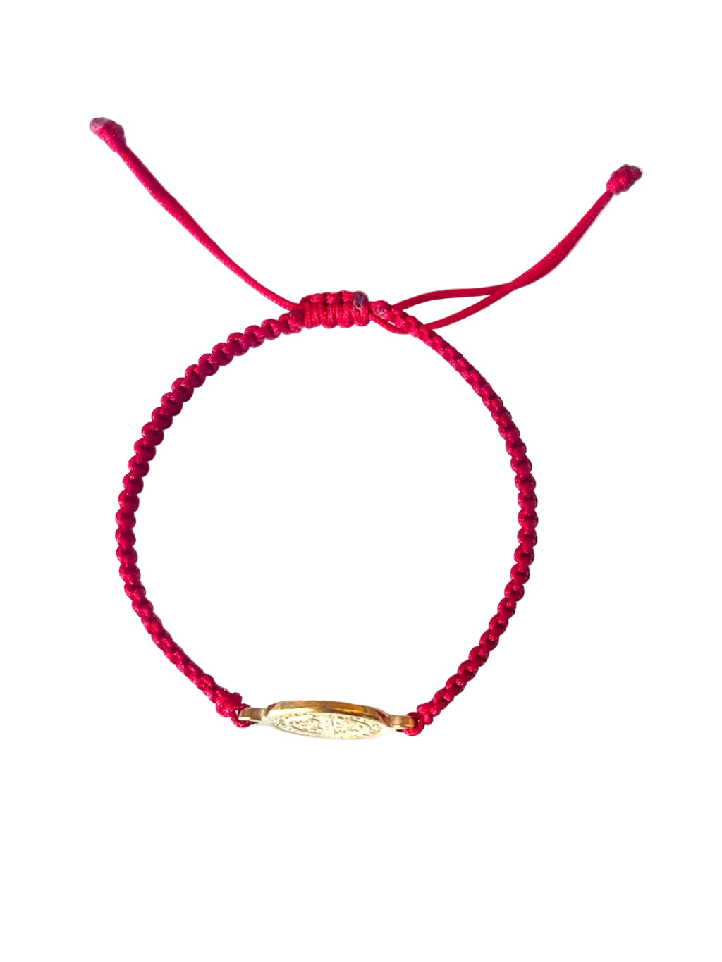 Pulsera de San Benito Roja Ajustable con Medalla de Acero Inoxidable – Protección y Fe