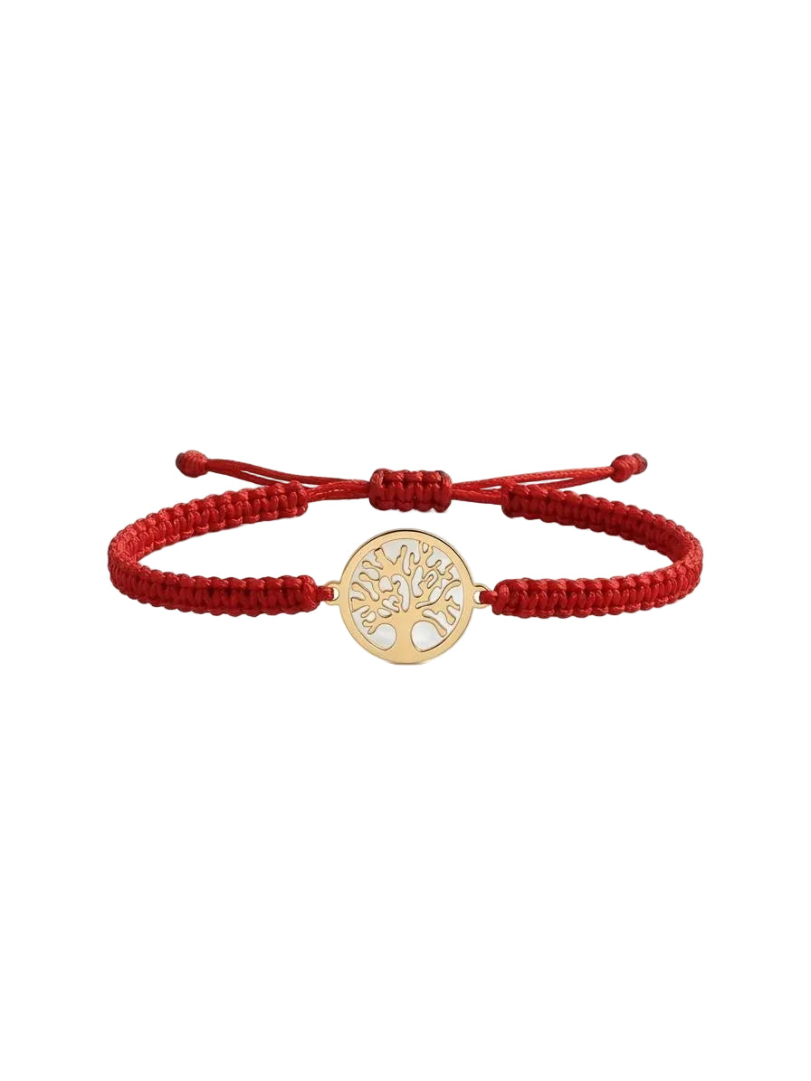 Pulsera Árbol de la Vida Roja Ajustable con Medalla de Acero Inoxidable – Fuerza y Crecimiento