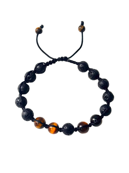 Pulsera Ojo de Tigre y Piedra Volcánica | Protección y Equilibrio