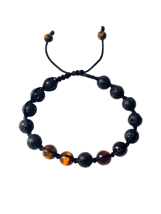 Pulsera Ojo de Tigre y Piedra Volcánica | Protección y Equilibrio