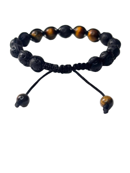 Pulsera Ojo de Tigre y Piedra Volcánica | Protección y Equilibrio